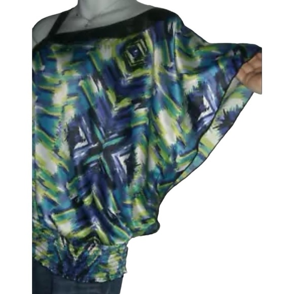 Vintage 90's Alyx Blouse One Shoulder Kimono Sleeve Club y2k Coquette ALT egirl - Picture 4 of 9